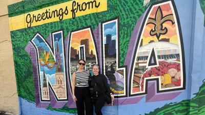 Los estudiantes de Wake Tech posan en Nueva Orleans.